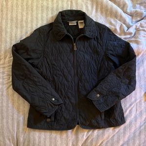 Llbean navy quilted jacket small petite